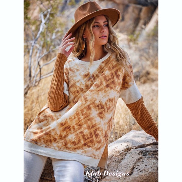 ❤️LAST! Boho Contrast Detail Aztec Print Top! - Picture 9 of 10